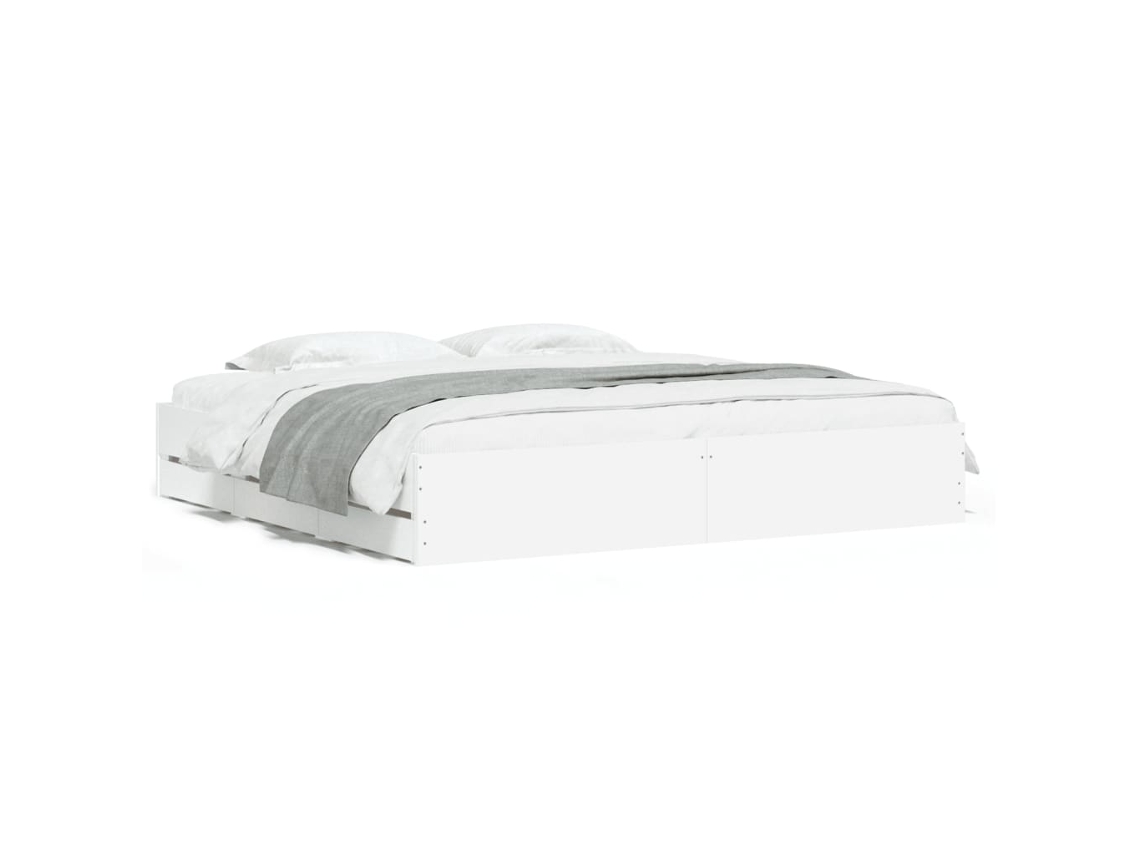 Bed Frame, Bed Frames Vidaxl Branco Madeira Processada (200 X 200 Cm)