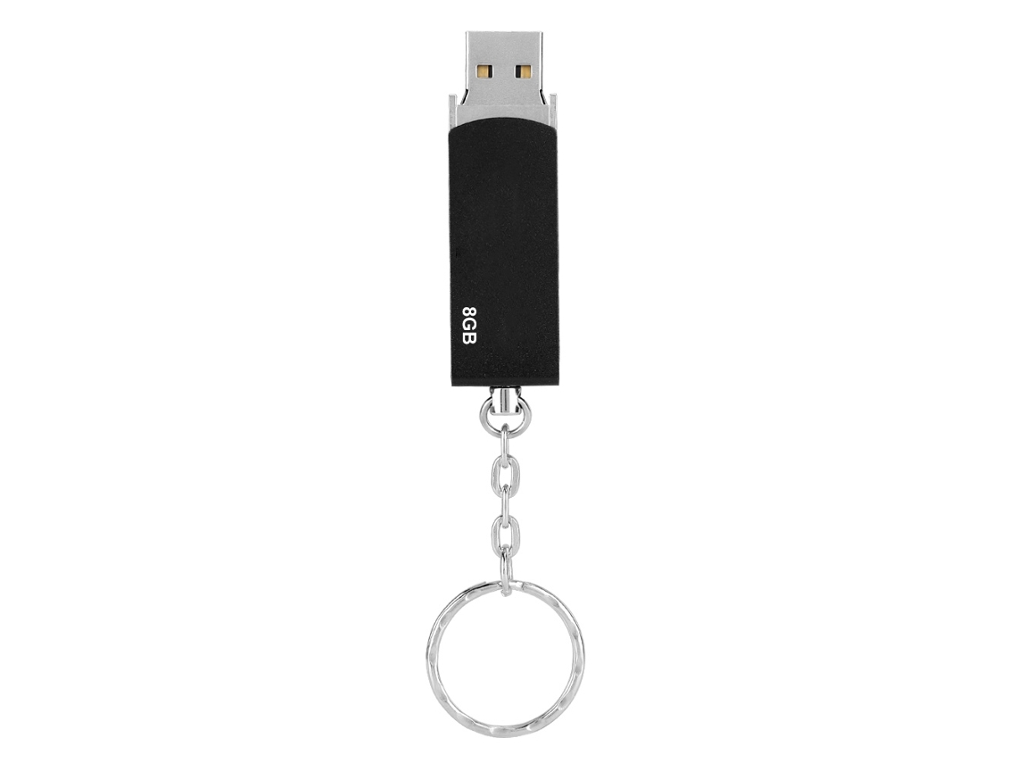 Ultra Fino Pendrive Resistente À Água Em Metal Preto Com Rotação Rápida, 8gb Luz Dourada
