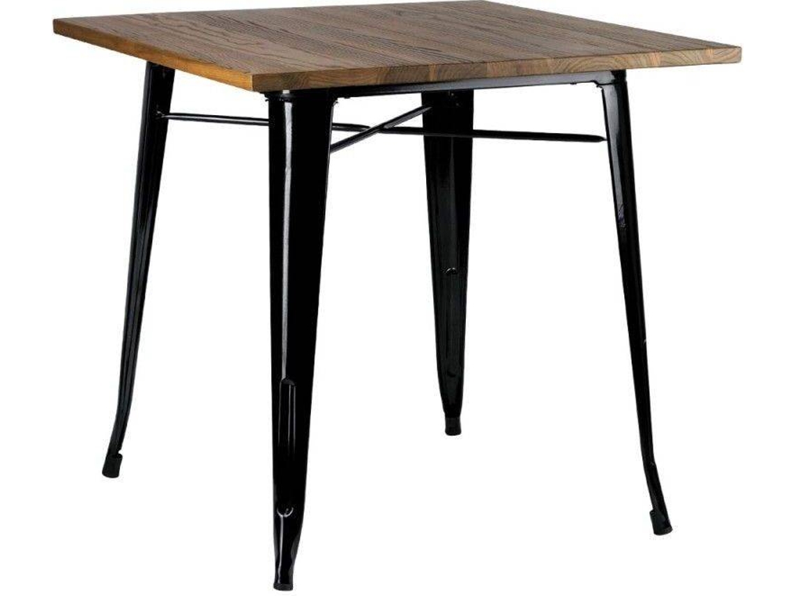 Mesa Torix Quadrada Madeira Natural 80 Cm - Preto
