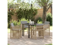 Vidaxl Conjunto De Jantar Para Jardim 5 Pcs Bege Vime Pe