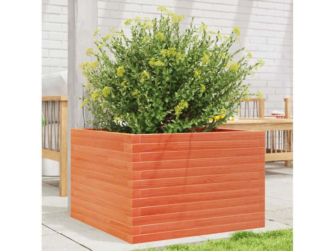 Vidaxl Vaso/floreira De Jardim 70x70x45,5 Pinho Maciço Castanho Mel