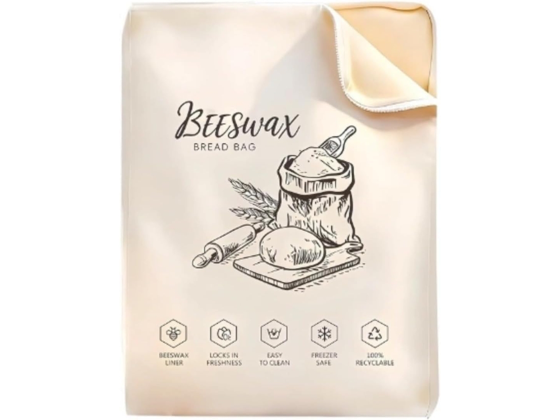 Conjunto De 1 Saco Para Guardar Pão, Forrado Com Cera De Abelha Em Linho E Algodão Natural Para Reduzir O Uso