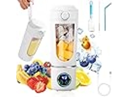 Liquidificador portátil pequeno com tampa de viagem, 4 modos, pilhas elétricas Zeuxo