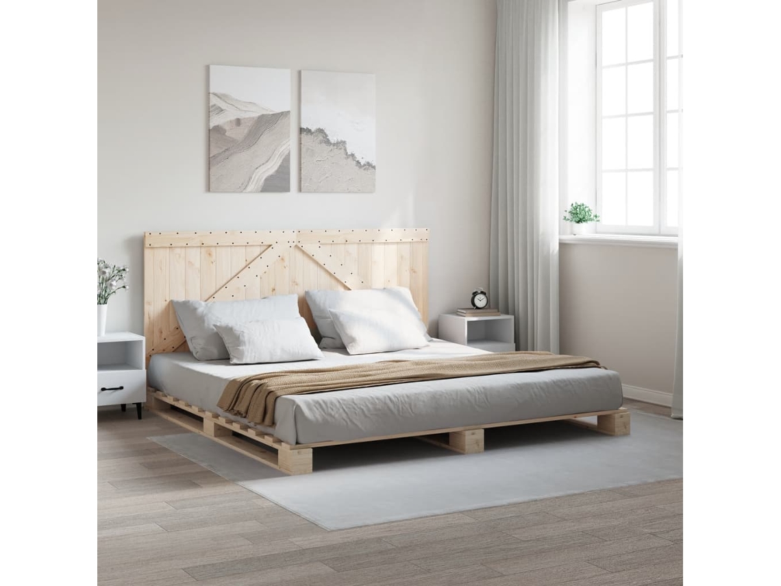 Vidaxl Estrutura De Cama Com Cabeceira 200x200 Cm Pinho Maciço