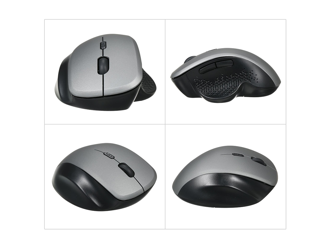 Rato Vertical Óptico Sem Fio 2.4g 6 Teclas Ergonômico 3 Velocidades Ajustáveis Para Pc Notebook Cinza