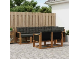 Vidaxl Conjunto De Sofás Para Exterior 7 Unid. Natural E Preto