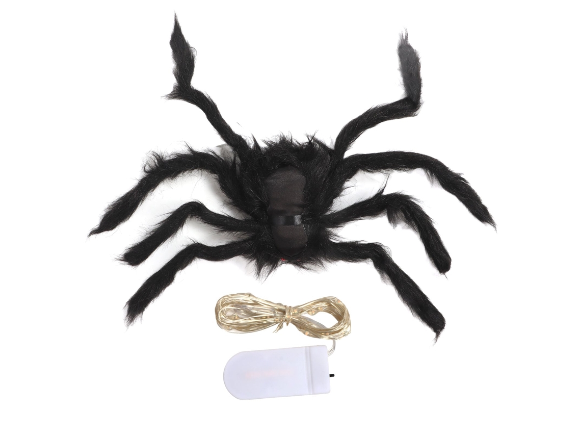 Primerox aranha Iluminada Halloween Pelúcia 50cm Pernas Ajustáveis Decorativa Casa Assombrada Bar