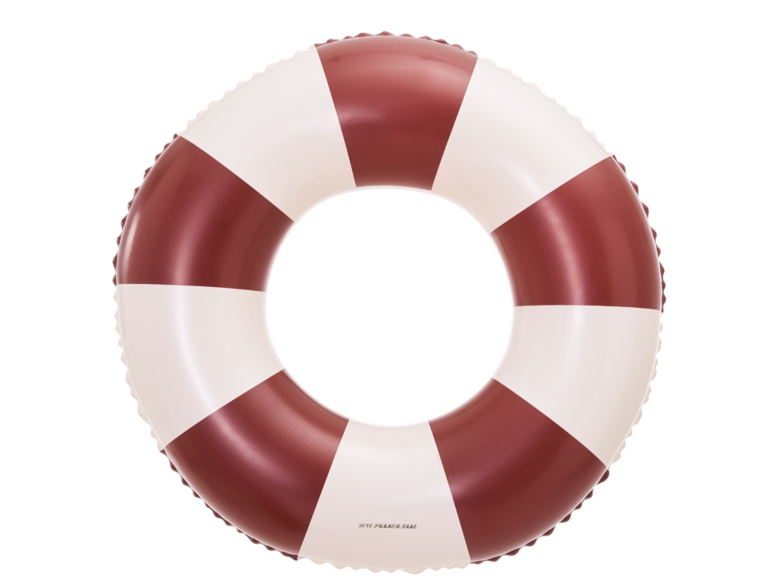 Boia Inflável Infantil Para Piscina, Boia De Piscina Inflável Retrô Em Pvc Com Listras. Listrada Em Marrom Escuro.