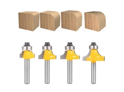 Conjunto De Fresa Redonda 4 Piezas, 6,35 Mm (1/4 Polegada), Cabeças De Fresa Para Bordos Arredondados, Carbeto De Tungstênio C2