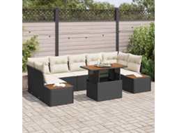Vidaxl Conjunto De Sofá De Jardim 8 Unid. Preto Rattan Sintético