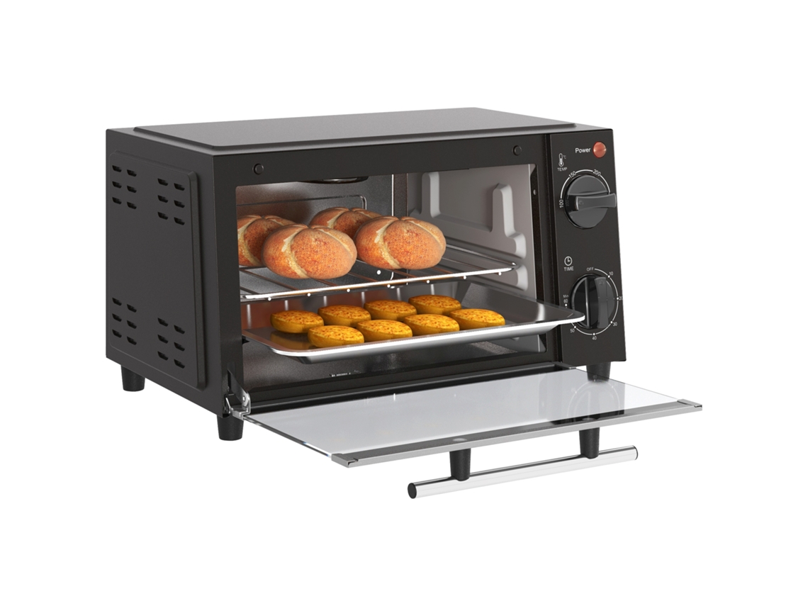 Mini Forno, Capacidade De 9 Litros, Temperatura E Tempo De Cozimento Ajustáveis, Com Grelha E Assadeira, Preto-kd
