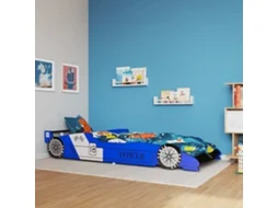 Vidaxl Cama Carro De Corrida Para Crianças 90x200 Cm Azul