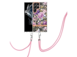 Capa Para Celular Samsung Galaxy S23 Ultra 5g Série Flores E Plantas Em Tpu Imd Com Cordão
