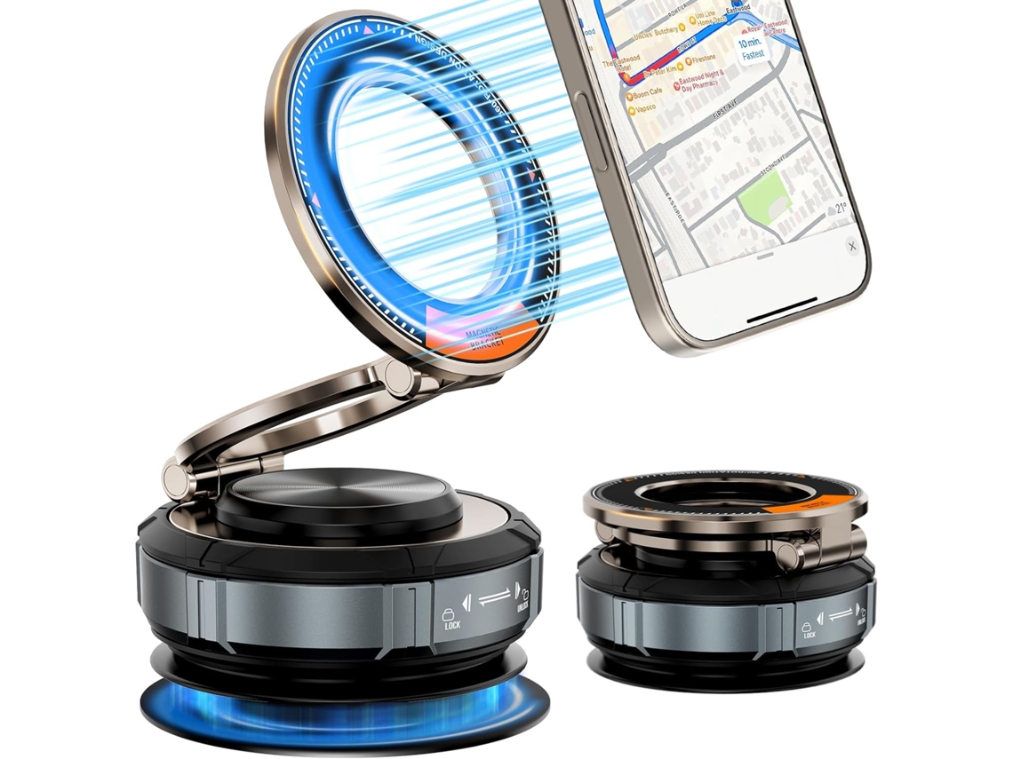 Suporte Magnético Para Celular Mag-safe Para Carro [sucção De 108+ Lbs E Magnético De 3200 Gf] Ajustável Em 360° (preto)