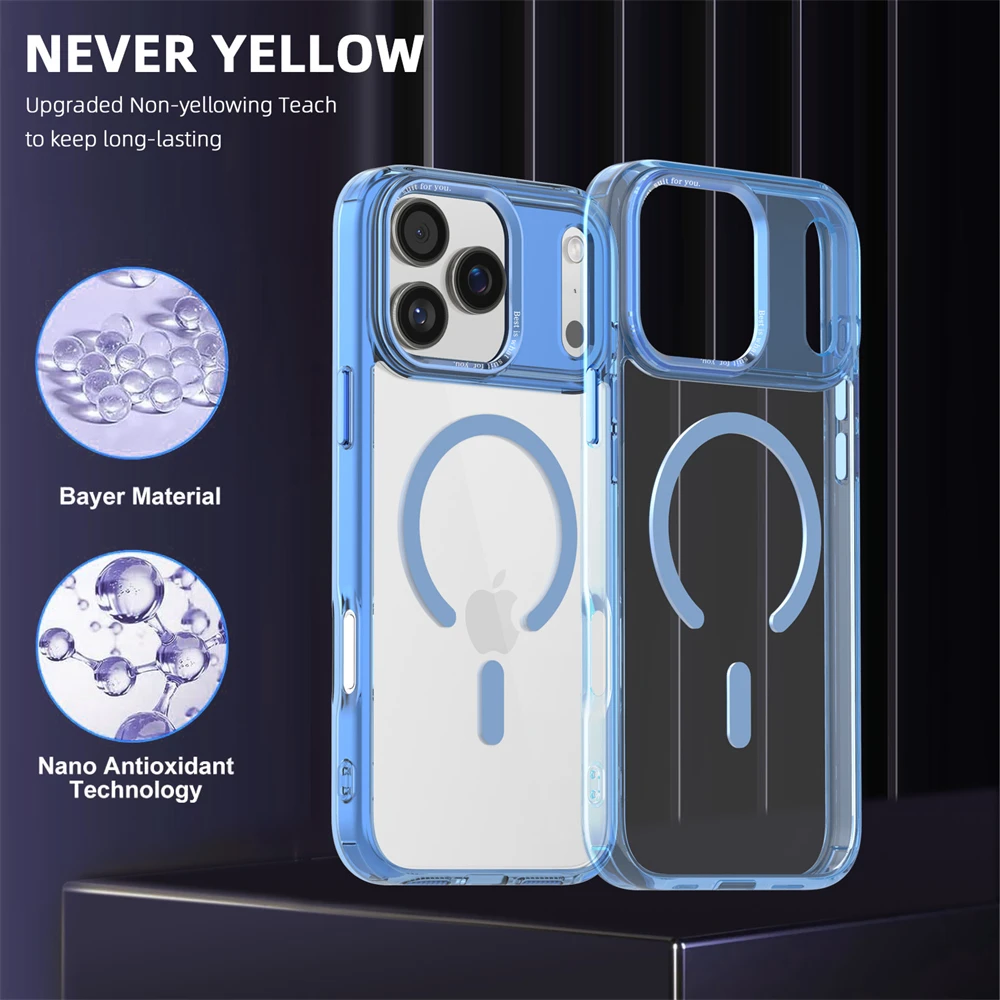 (iphone 17, Azul) Capa Magnética Para Iphone, Compatível Com Carregamento Sem Fio Magsafe.