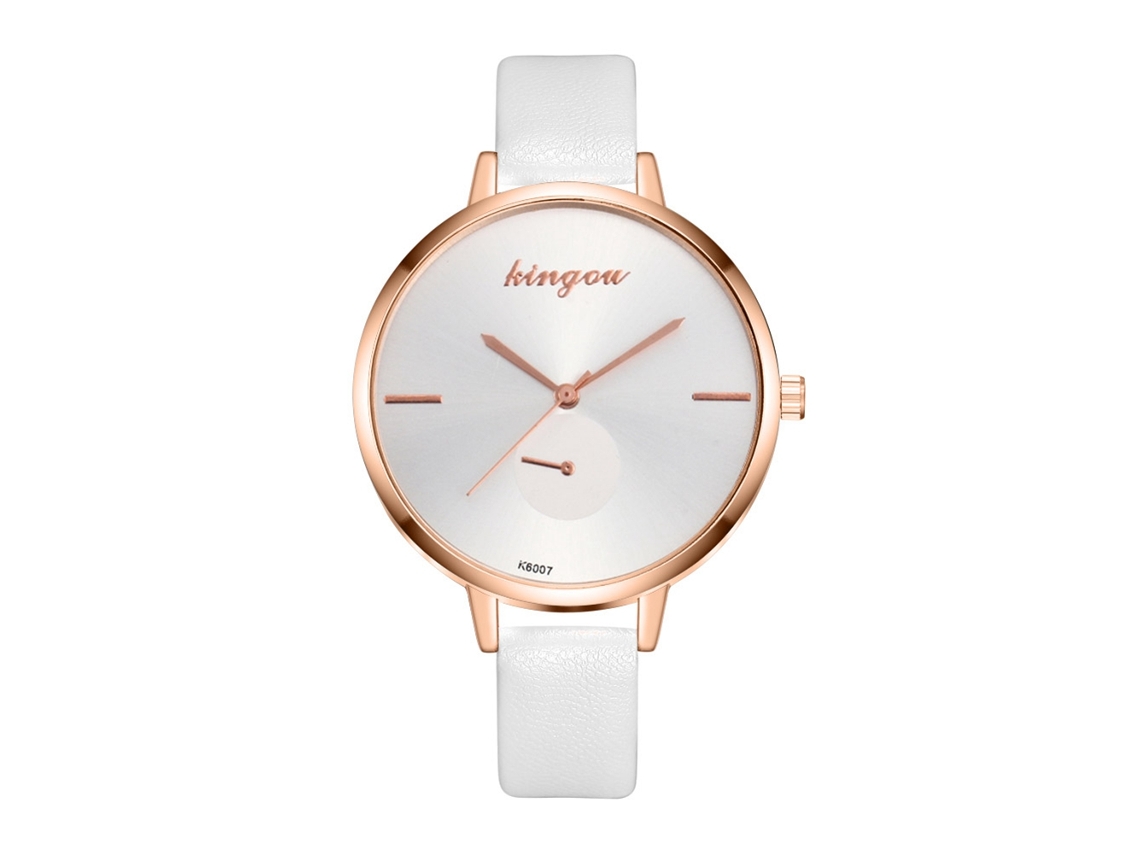Relógio de Pulseira Feminino Zhoulianfa Quartzo com Pulseira de Couro Pu Branco