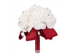 Buquê De Noiva Com Flores Falsas De Cristal Vinho Tinto