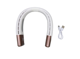 Abanico de Cuello Portátil Usb Recargable Sin Aspas de Manos Libres para Viaje Y Exterior Color Beige Claro