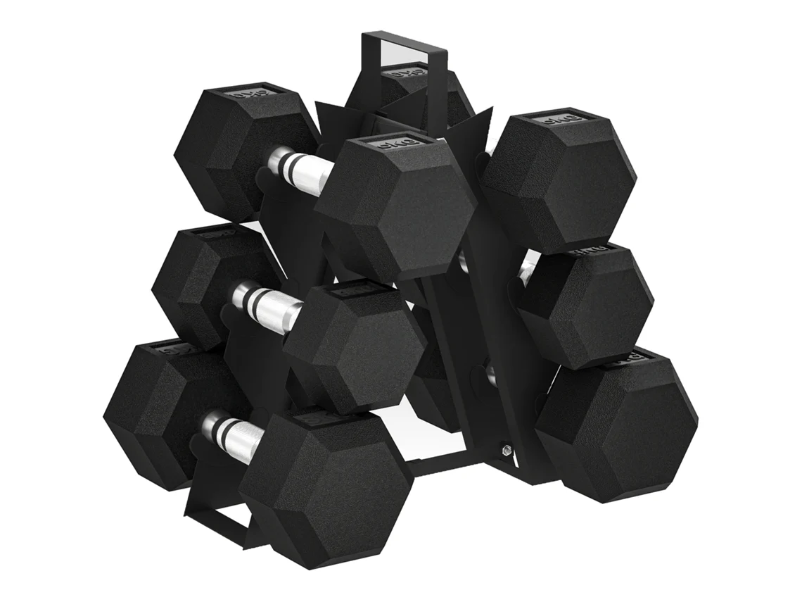 Conjunto de halteres com suporte de armazenamento, 2x4, 2x6, 2x8, preto S/MARCA