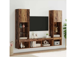 Vidaxl Unidades De Tv De Parede Com Led 5 Unid. Madeira Antiga