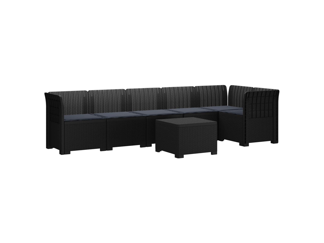 Vidaxl Sofá De Jardim Para 6 Pessoas Com Almofadas Aparência De Rattan