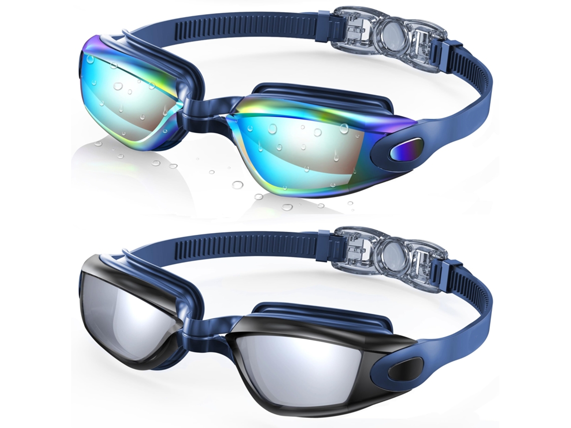 Óculos de Natação AQUAFORGE com design antivazamento, pacote com 2, azul