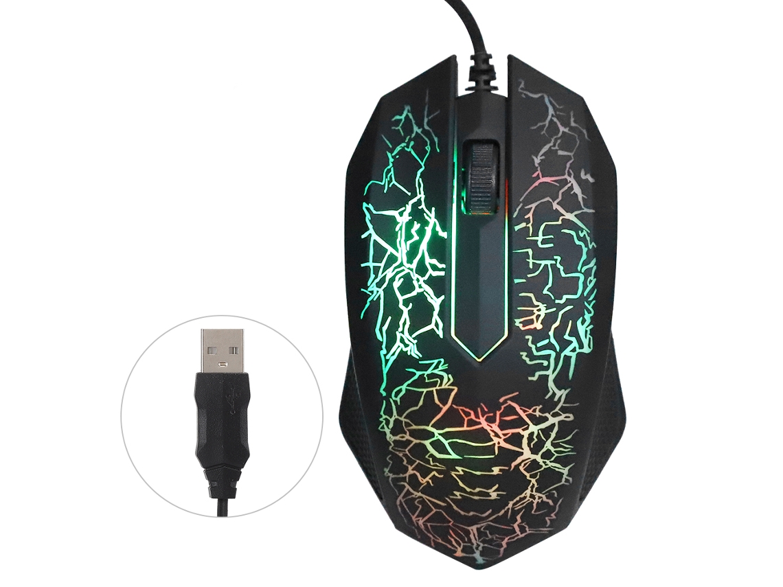 Aetheria rato Óptico Gamer com Fio A30 Preto Luzes Coloridas Backlight 2000 Dpi Usb