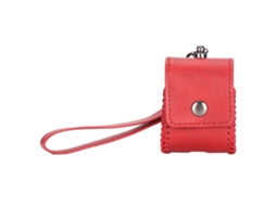 Capa de couro para Airpods, com cordão de chaveiro