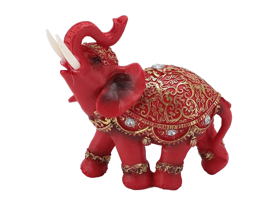 Estátua de Elefante Feng Shui Decoração de Casa Vermelha