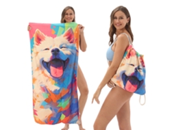 Toalha De Praia 2 Em 1 Secagem Rápida, Transforma-se Em Mochila, Secagem Rápida Antiareiros.80×160cão Sorridenteczhhmart