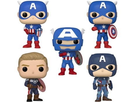 Figura Funko CAPTAIN AMERICA Através das Épocas Us Exclusivo Pop! Vinil 5Pk