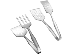 Conjunto De 2 Espátulas Topbathy Para Bife, Vira Carne, Peixe, Salada, Fritura, Buffet, Com Fendas, Em Aço Inoxidável