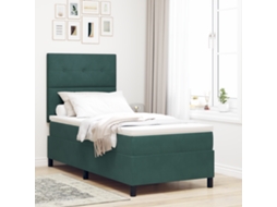 Cama Box Spring Com Colchão Verde Escuro Solteiro Veludo