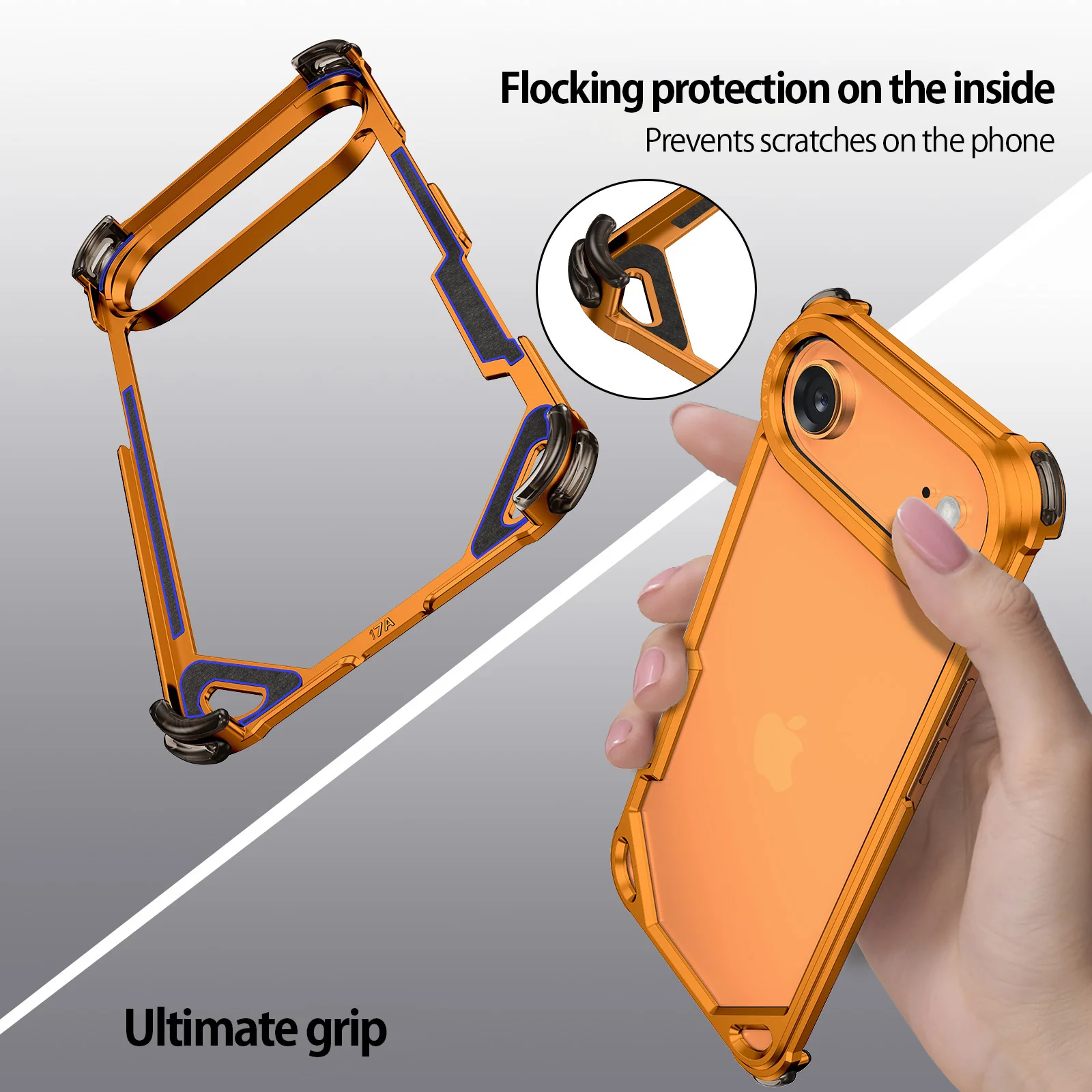 Capa Para Iphone Air Laranja Sem Moldura, Compatível Com Magsafe, Ultrafina Em Metal, Resistente A Choques E Quedas.