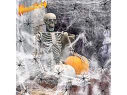 Decoração de Halloween: 300 G de Teia Branca Elástica com 80 Aranhas Artificiais, Ergonômico, Uso Diário STELASPLEN