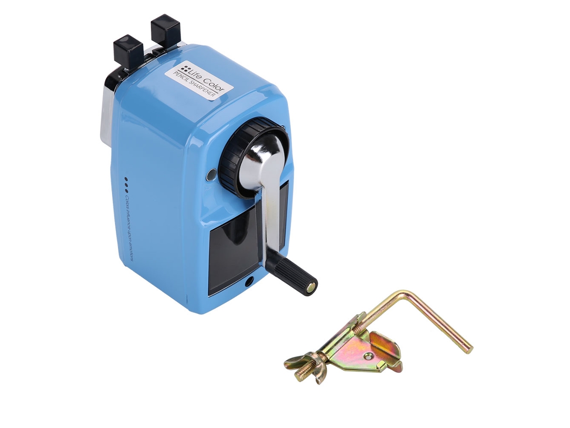 Afinador De Lápis Mecânico Manual De Metal Com Manivela Azul Easy Cleaning
