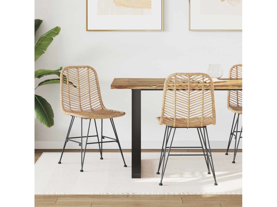Vidaxl Cadeira De Jantar 2 Pcs Rattan E Ferro Natural