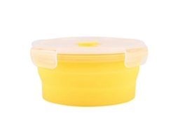 Caixa Bento Redonda De Silicone De 500 Ml, Lancheira Dobrável, Recipiente Para Alimentos Próprio Para Micro Ondas Aquaforge (amarelo)