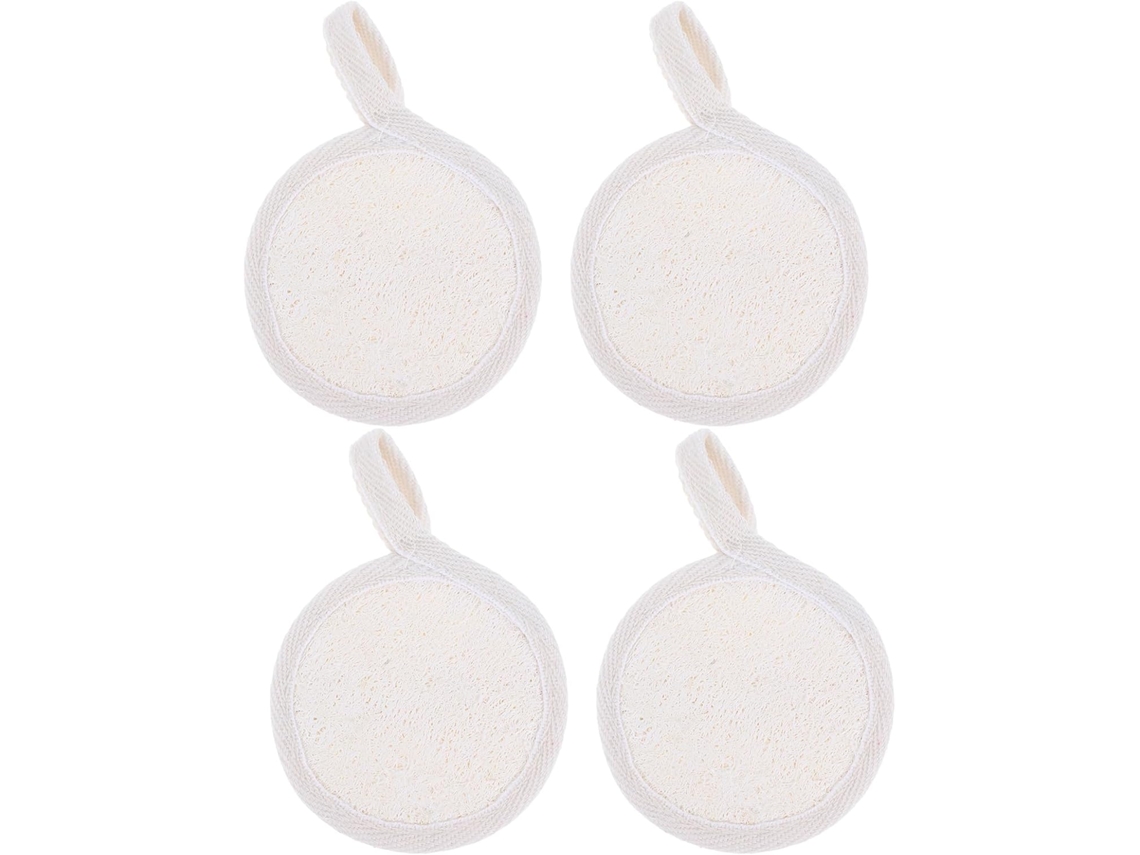 Esponjas De Bucha Vegetal Naturais Sherchpry, Pacote Com 4 Unidades, Esfoliantes Para Rosto E Corpo, Algodão Macio Para