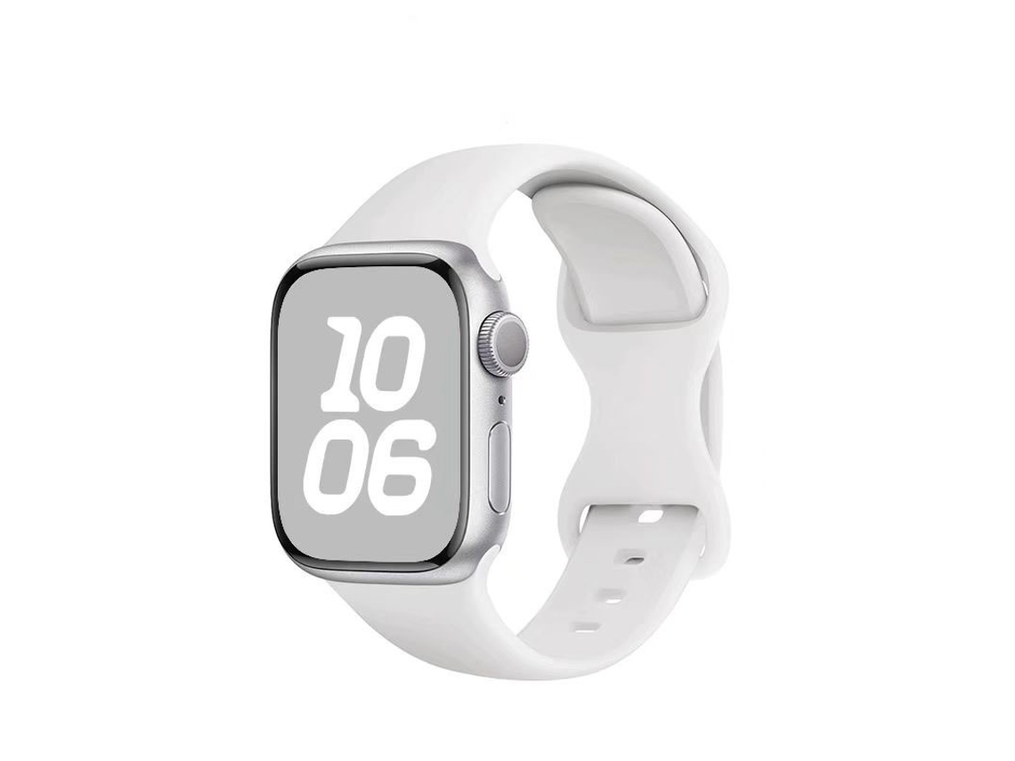 Pulseira de Silicone HALINUI para Apple Watch S1 11/ultra (38 42 Mm) com fecho em oito, design esportivo respirável, branca