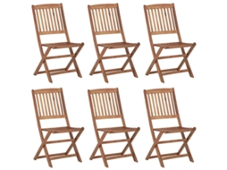 Cadeiras de Jardim Dobráveis com Almofadões 6 Pcs Acácia Maciça MAISON EXCLUSIVE