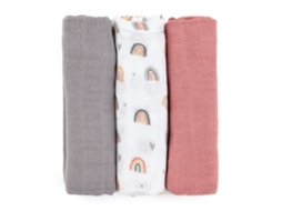 Fraldas de Musselina de Bambu PETITE&MARS Moussy Rose Rainbows