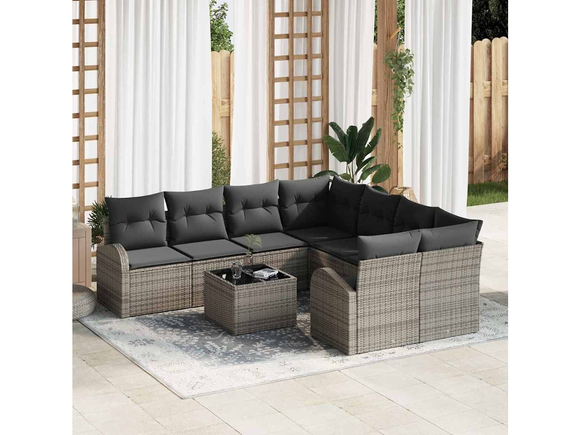 Vidaxl Conjunto De Sofás 9 Unid. 8-número De Lugares Cinzeto Vime Pe