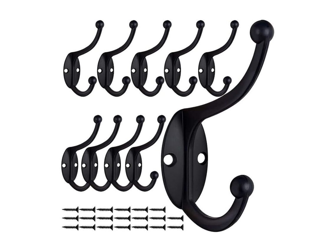 Conjunto De 10 Ganchos Vintage Para Roupas, Ganchos De Metal Vintage Para Portas, Casa De Banho, Cozinha, Quarto E Entrada (preto 5, 2*6, 2*9, 8cm)