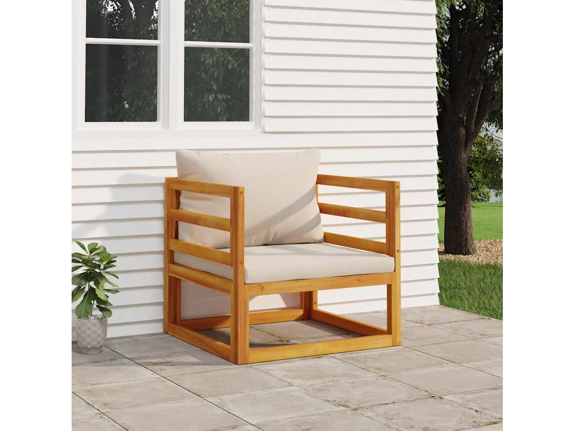 Vidaxl Cadeira De Jardim Acácia Maciça C/ Almofadões Cinzento-claro