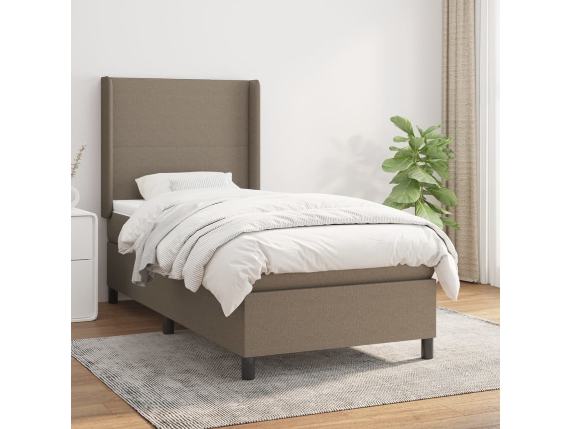 Cama Com Molas/colchão 80x200 Cm Tecido Castanho-acinzentado