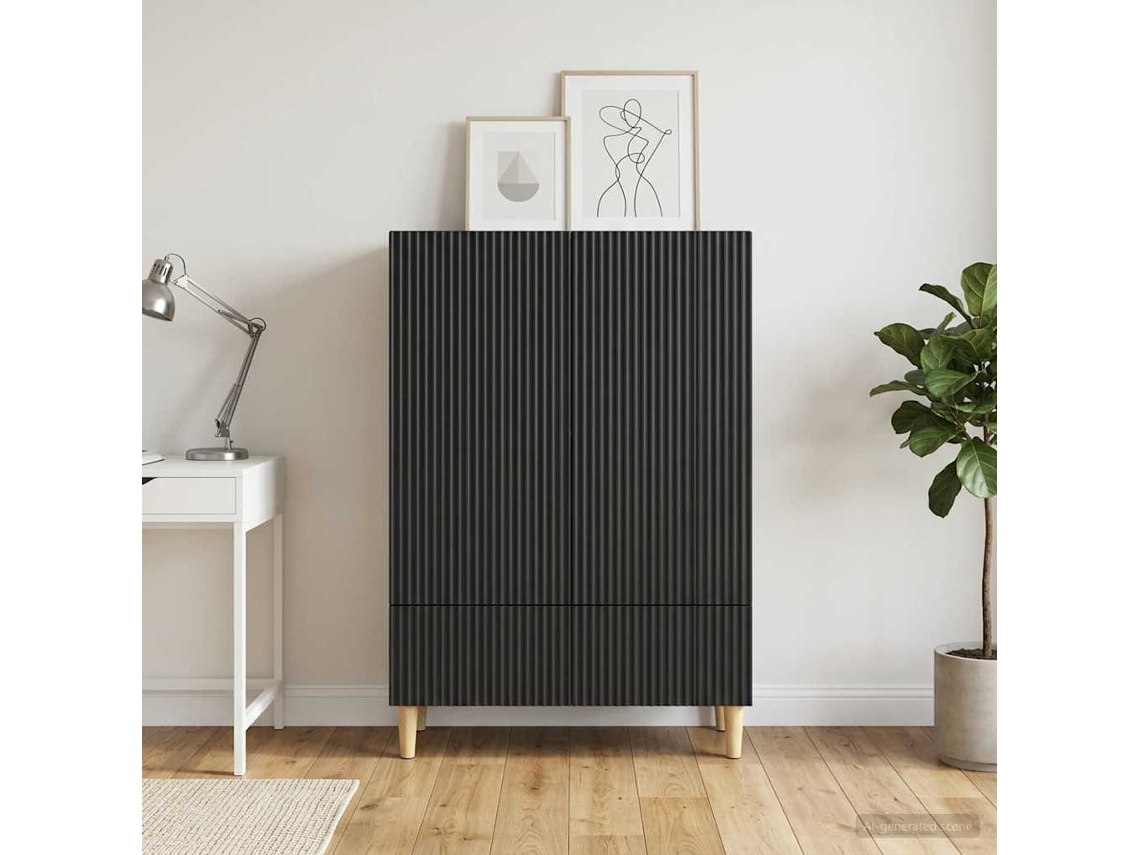 Vidaxl Buffet Com Gaveta Preto 66 X 34,5 X 95 Cm Derivados De Madeira