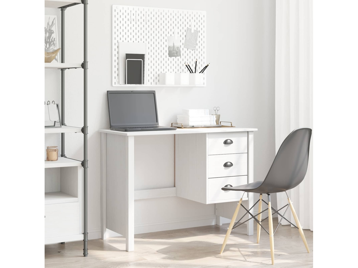 Vidaxl Mesa Com Gavetas Hill Branco 100 X 45 X 74 Cm