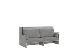 Cama De Solteiro Kando Com Sofá De Concreto, Cinza