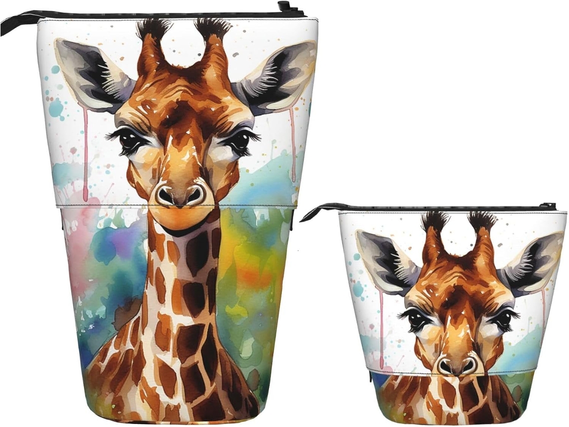 Case Trousse Crayons Télescopique Cute Giraffe Watercolor Cosmé Boite Crayon Fournitures Peil